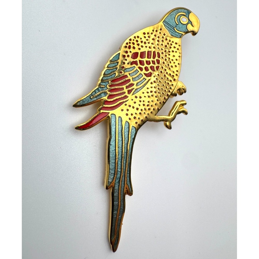 Vintage Bird Brooch MMA Metropolitan Museum of Art Enamel Parrot Macaw